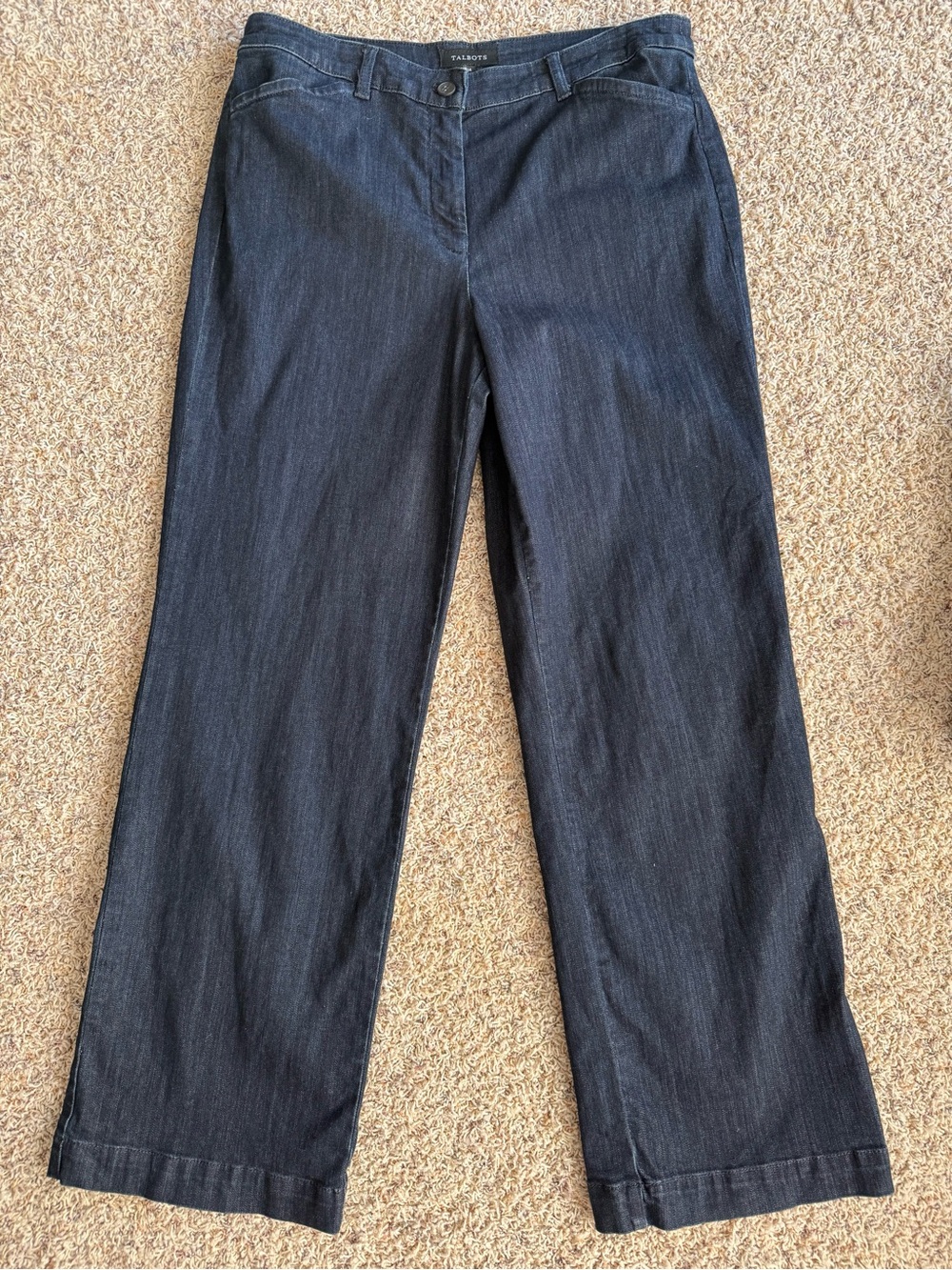 Talbots Womens Denim Wide Leg Trouser Jean 14 Dark Wash - Picture 14 of 14